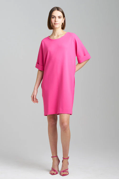 Solid Knit Crepe T-Shirt Dress