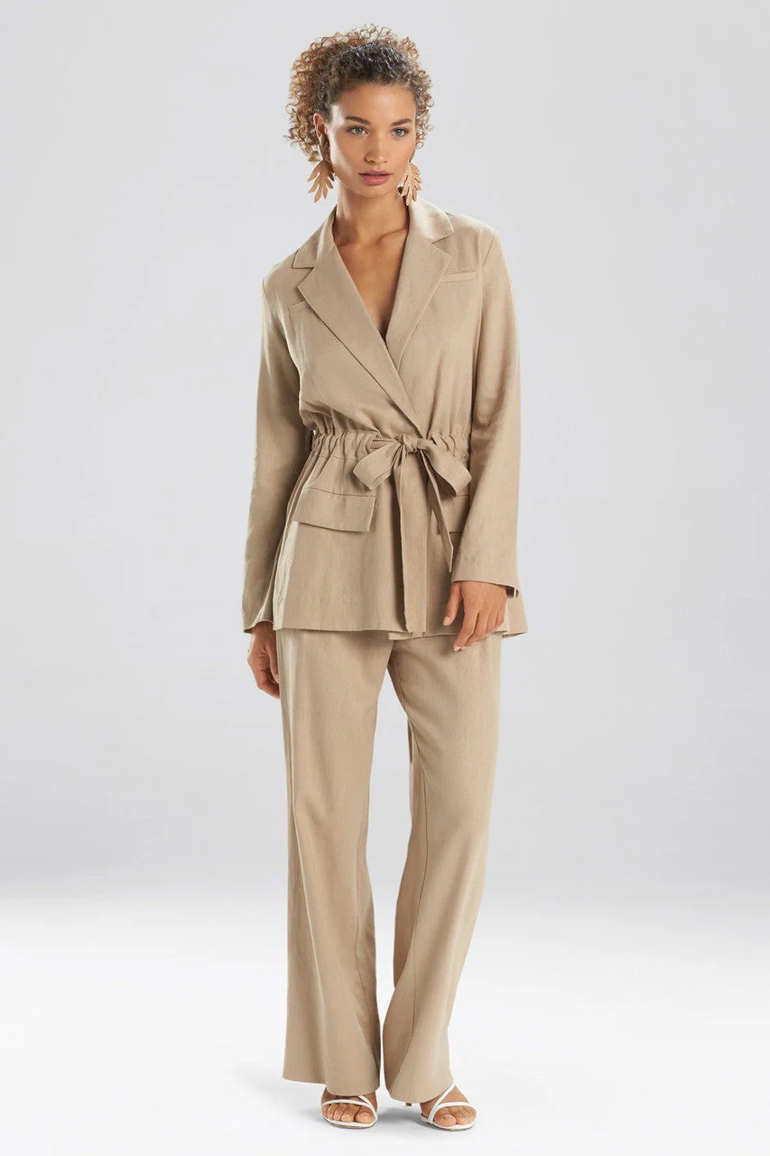 Solid Linen Belted Jacket - Image 2