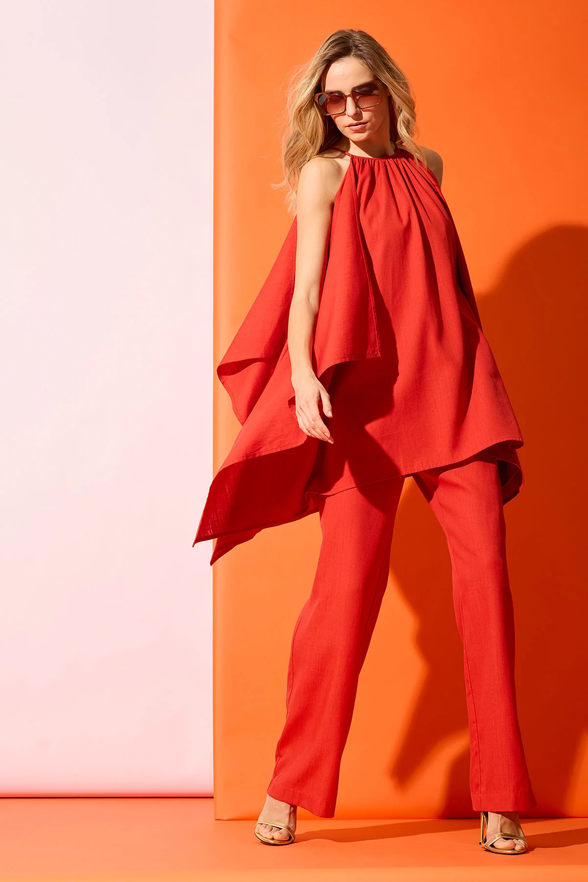 Solid Linen Handkerchief Hem Tunic