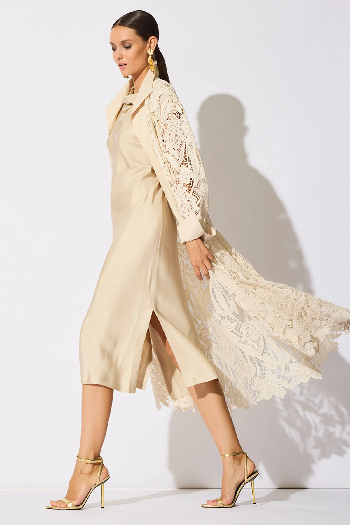 Solid Silk Twill Cowl Neck Sheath Dress - Image 4