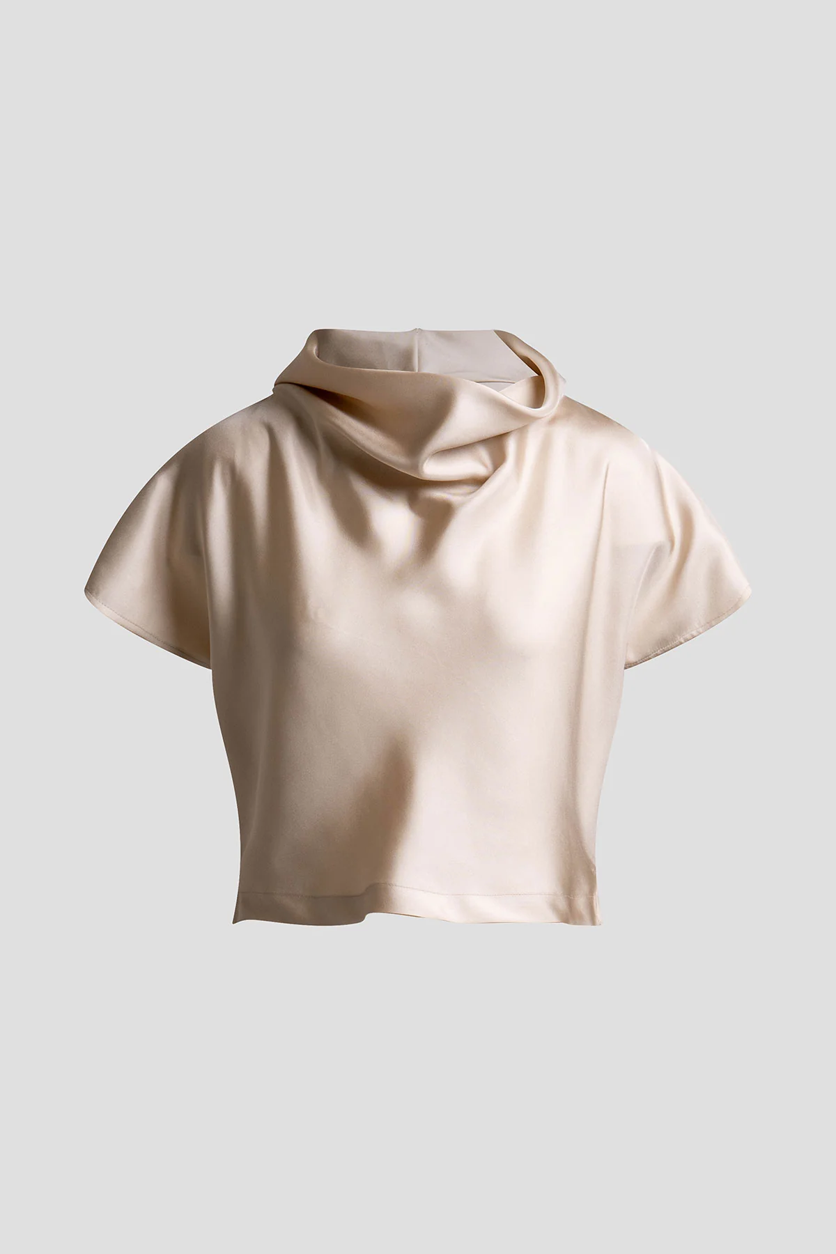 Solid Silk Twill Cowl Neck Top - Image 6