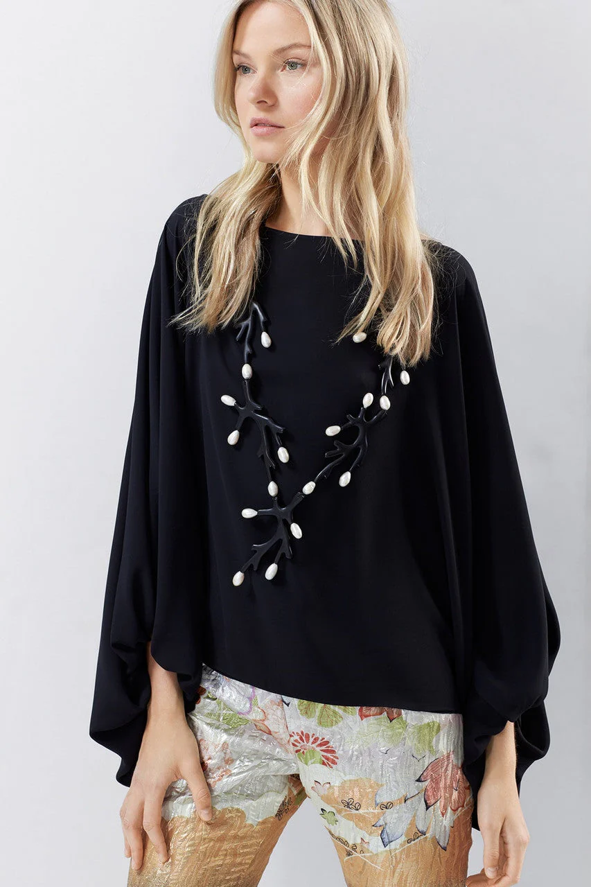 Solid Silky Soft Poet Sleeve Top - Image 3