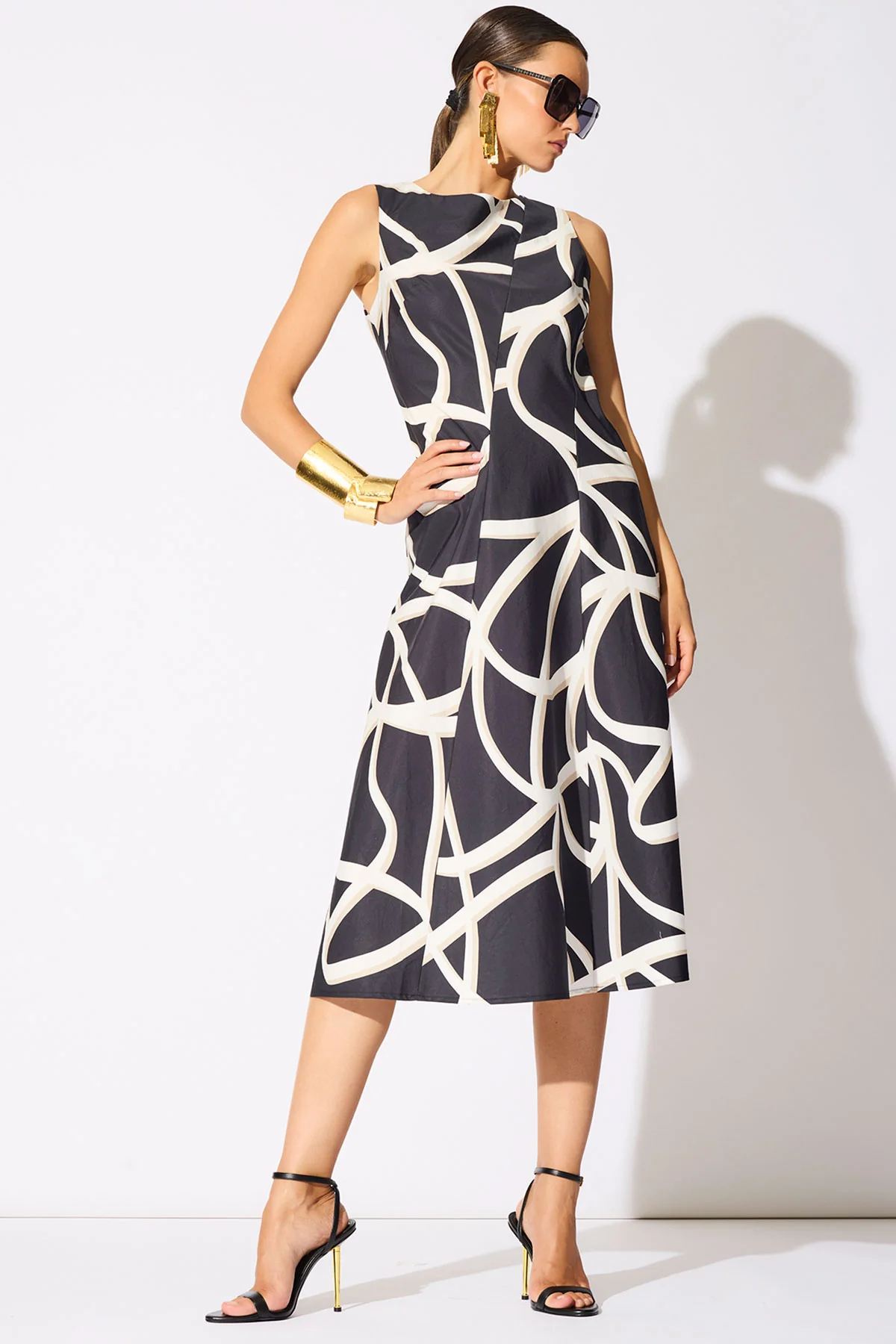 Spiral Cotton Taffeta Asymmetric Seam Dress
