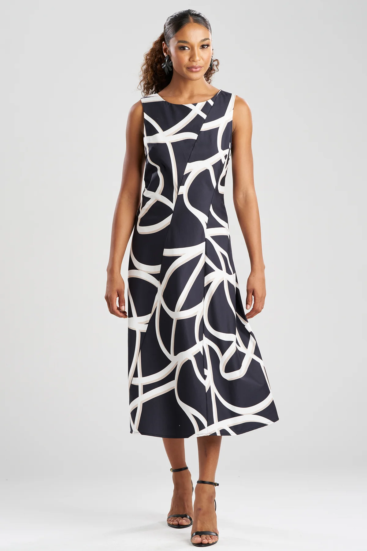 Spiral Cotton Taffeta Asymmetric Seam Dress - Image 2