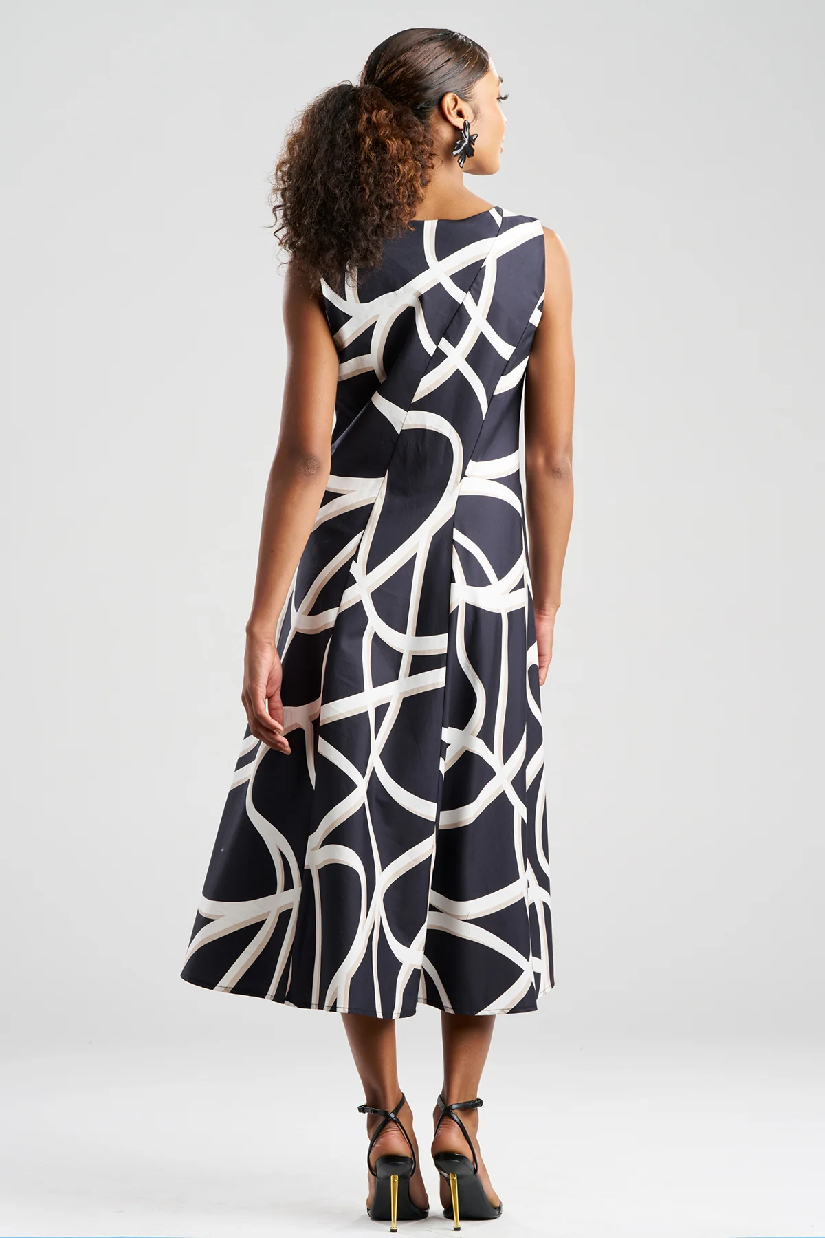 Spiral Cotton Taffeta Asymmetric Seam Dress - Image 3