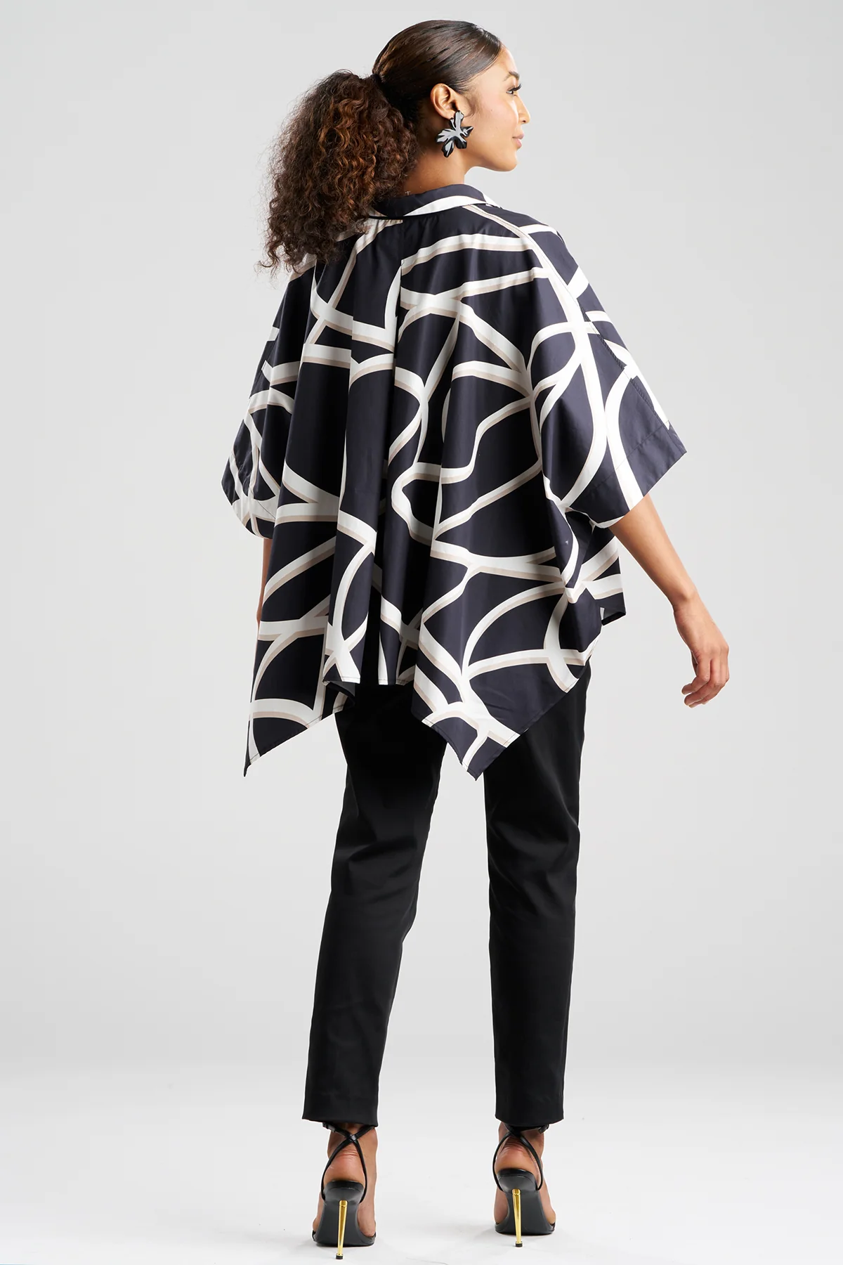 Spiral Cotton Taffeta Oversized Caftan Top - Image 3