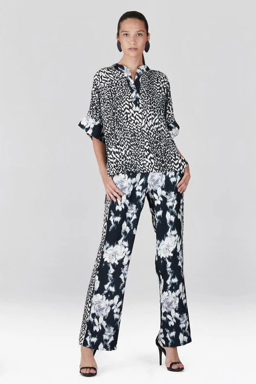 Stencil Vine Fluid Crepe T-Shirt Top - Image 10