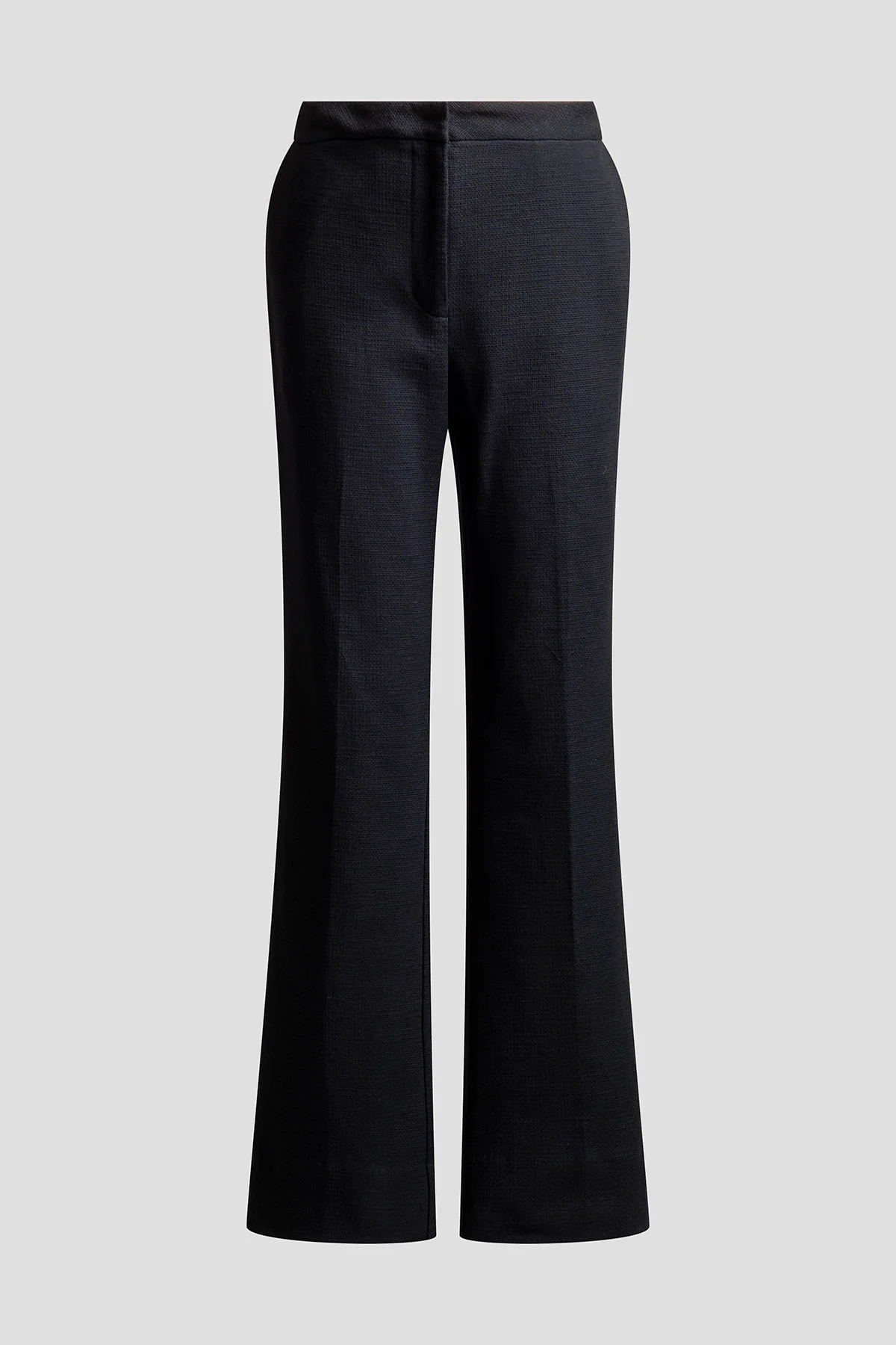 Stretch Basketweave Cotton Flare Leg Zip Pants - Image 3