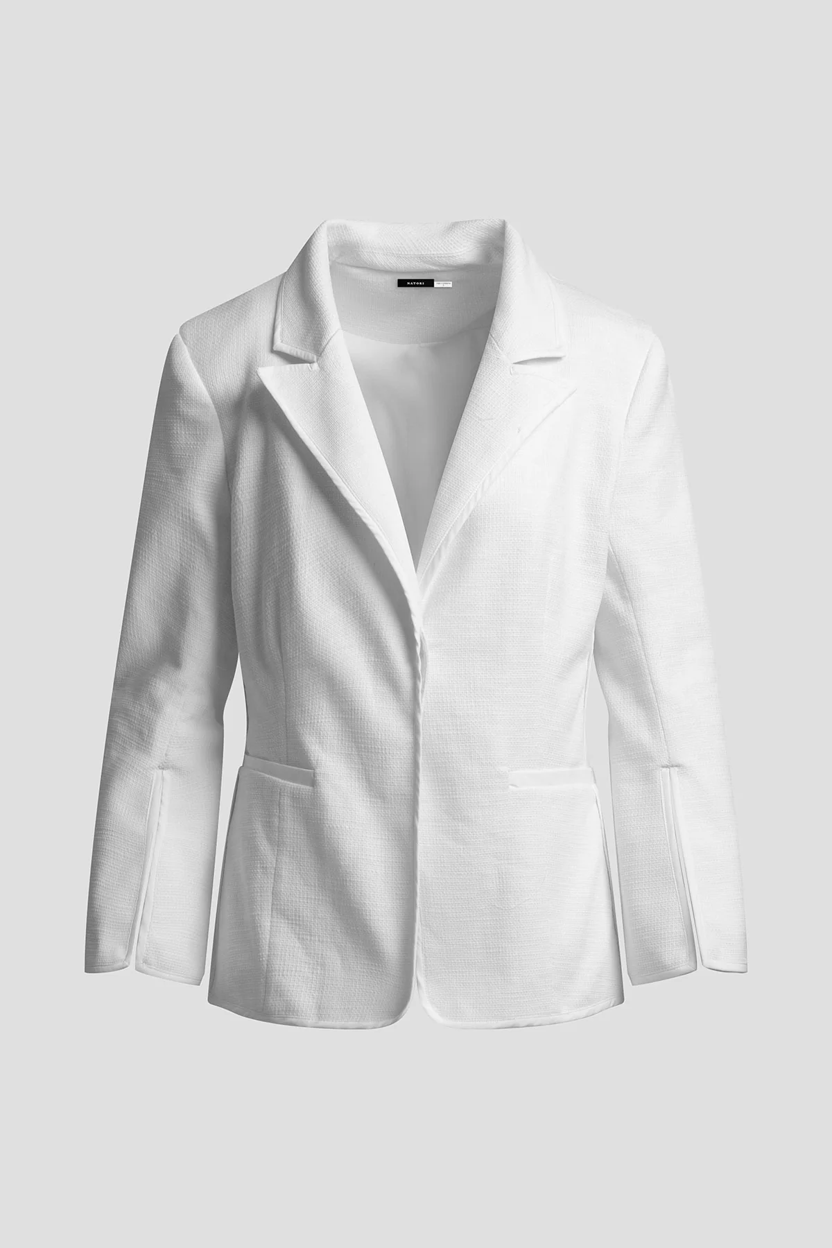 Stretch Basketweave Cotton Slit Cuffed Jacket - Image 5