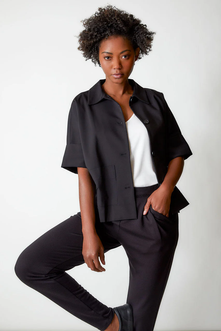 Stretch Cotton Blend Crop Jacket - Image 3