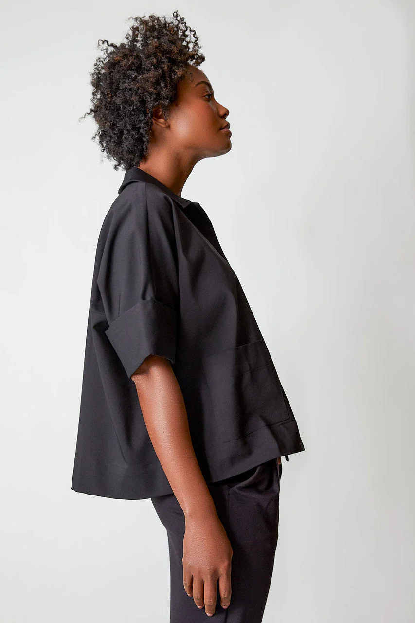 Stretch Cotton Blend Crop Jacket - Image 4