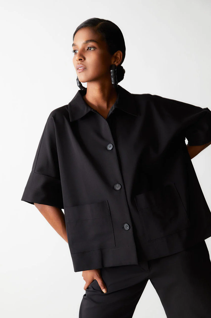 Stretch Cotton Blend Crop Jacket - Image 5