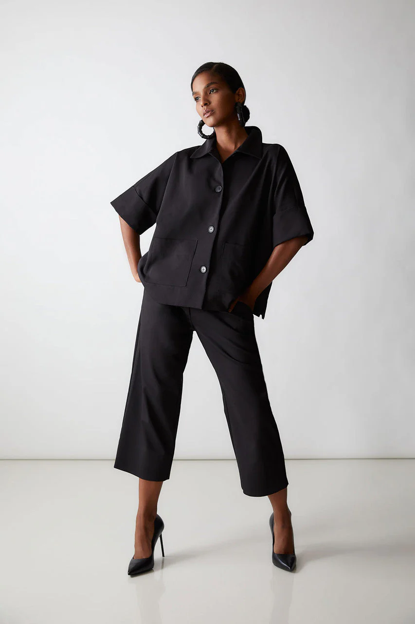 Stretch Cotton Blend Crop Jacket - Image 6