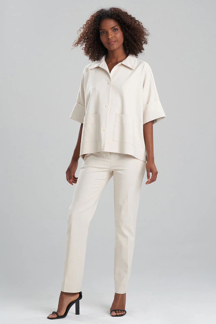 Stretch Cotton Blend Crop Jacket - Image 3