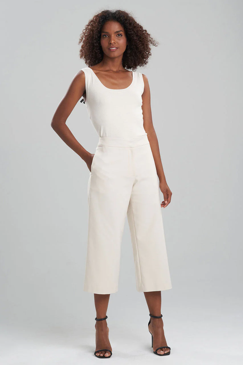 Stretch Cotton Blend Wide Leg Crop Pants - Image 5