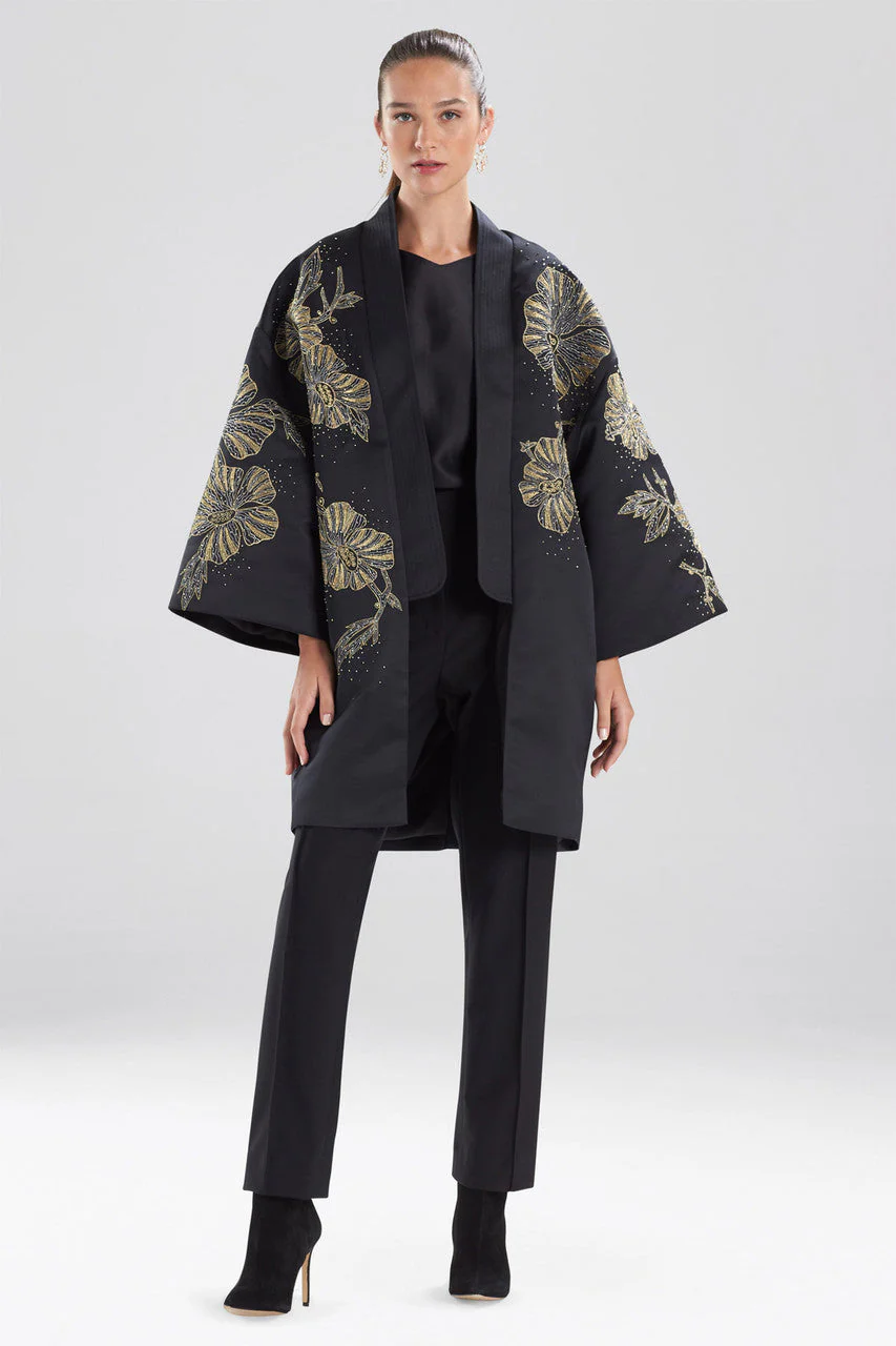 Structured Satin Embroidered Jacket - Image 3