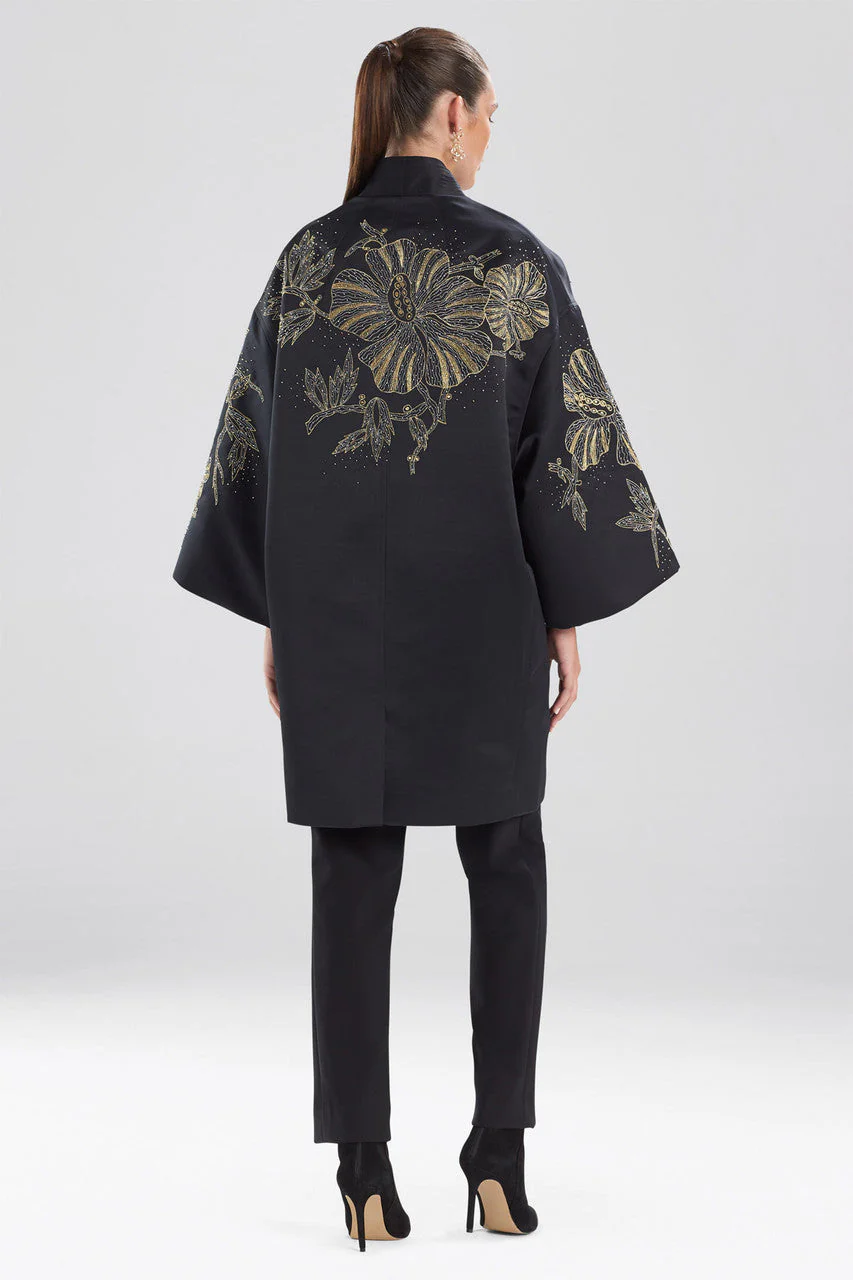 Structured Satin Embroidered Jacket - Image 4