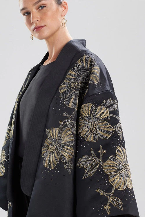 Structured Satin Embroidered Jacket - Image 7
