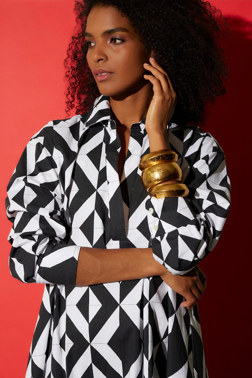 Sumi-Cotton Poplin Balloon Sleeve Shirt - Image 3