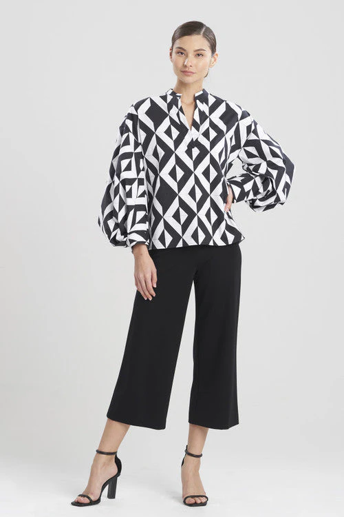 Sumi-Cotton Poplin Balloon Sleeve Shirt - Image 4