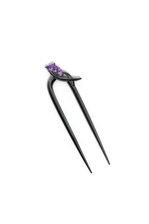 Sumi Stroke Cascading Amethyst Ombre Hair Pin