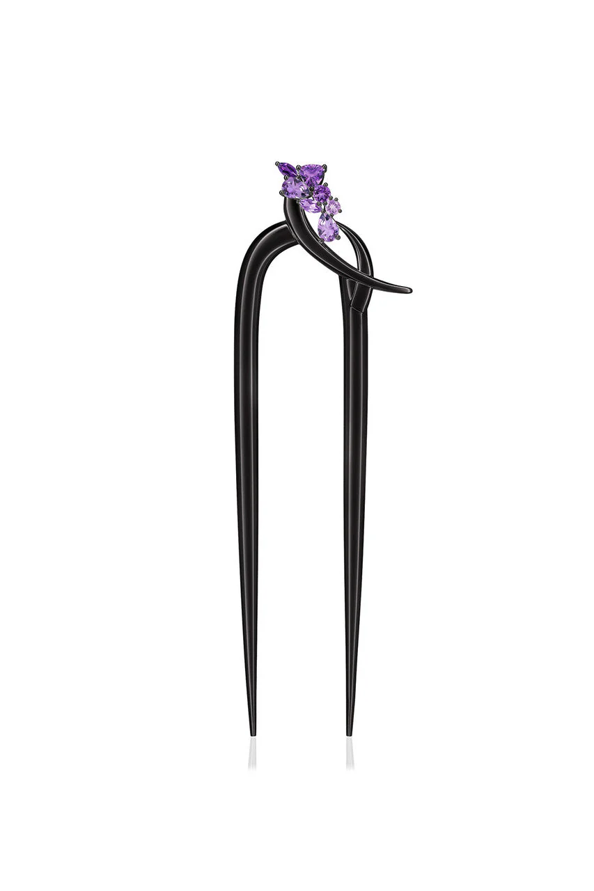 Sumi Stroke Cascading Amethyst Ombre Hair Pin - Image 5