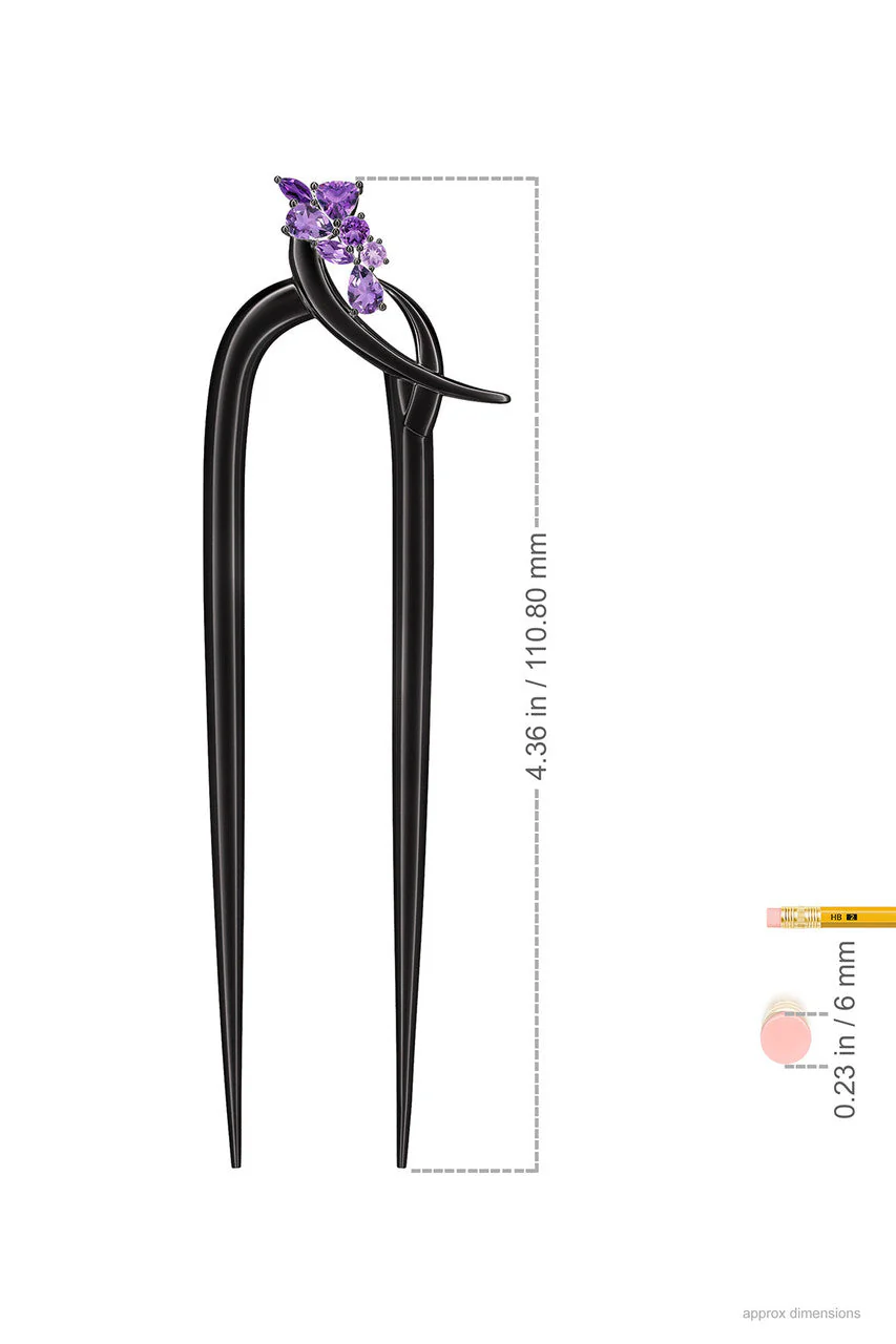 Sumi Stroke Cascading Amethyst Ombre Hair Pin - Image 8