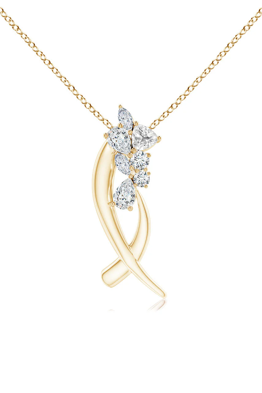 Sumi Stroke Cascading Diamond Slider Pendant Necklace - Image 3