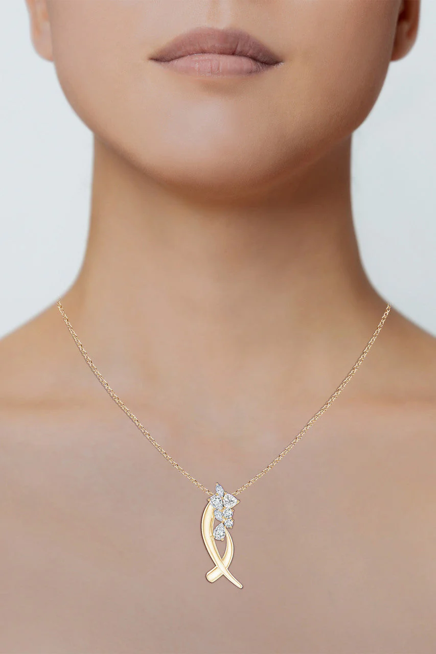 Sumi Stroke Cascading Diamond Slider Pendant Necklace - Image 7