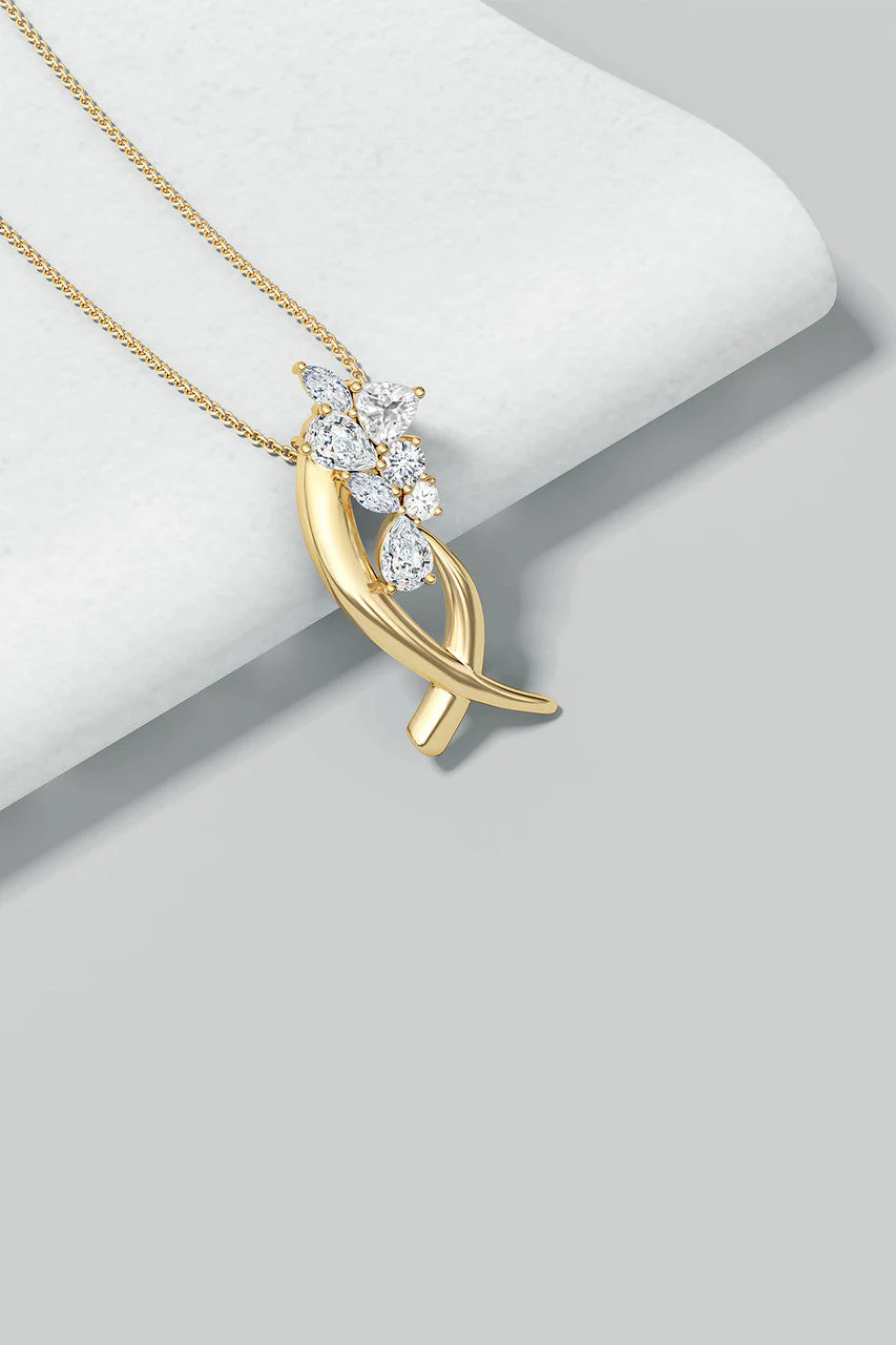 Sumi Stroke Cascading Diamond Slider Pendant Necklace - Image 8