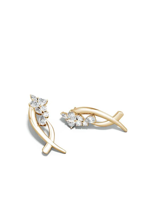 Sumi Stroke Cascading Diamond Stud Earrings