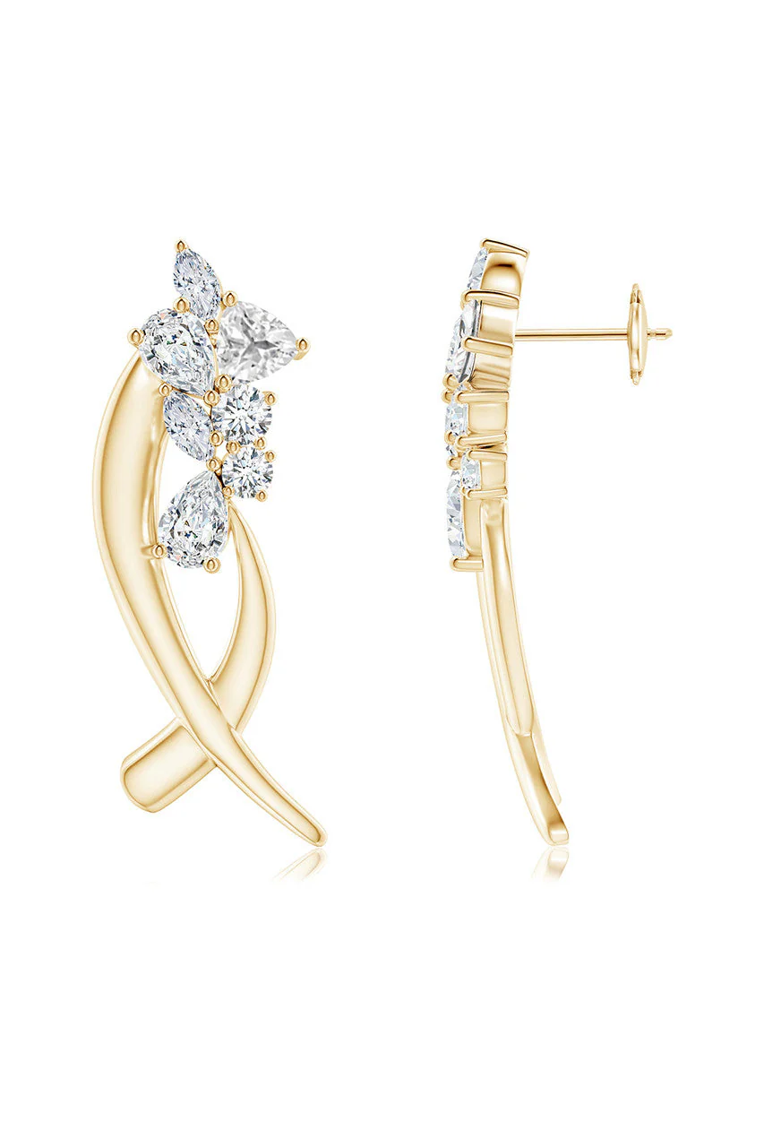 Sumi Stroke Cascading Diamond Stud Earrings - Image 3