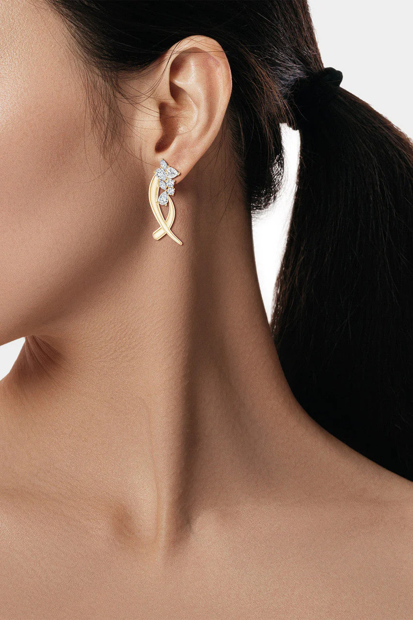 Sumi Stroke Cascading Diamond Stud Earrings - Image 4