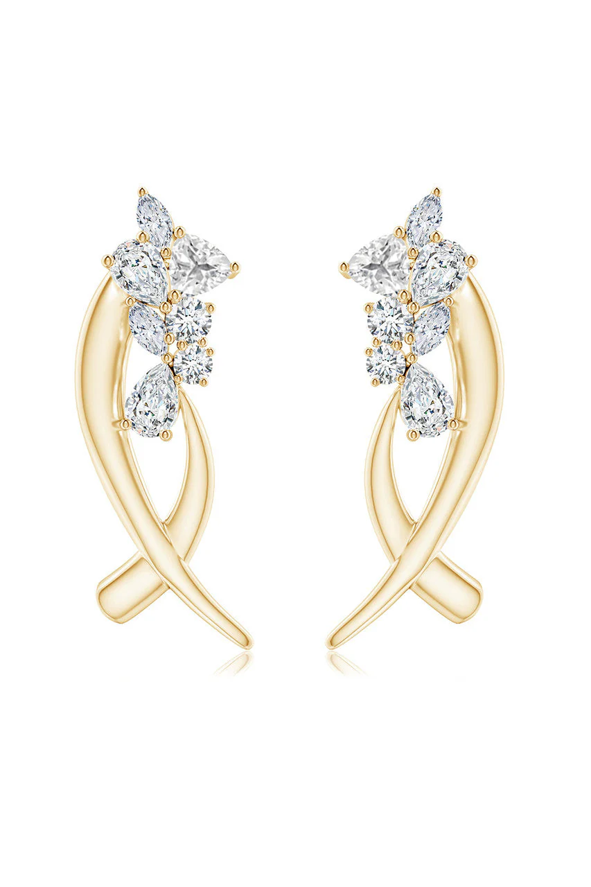 Sumi Stroke Cascading Diamond Stud Earrings - Image 8