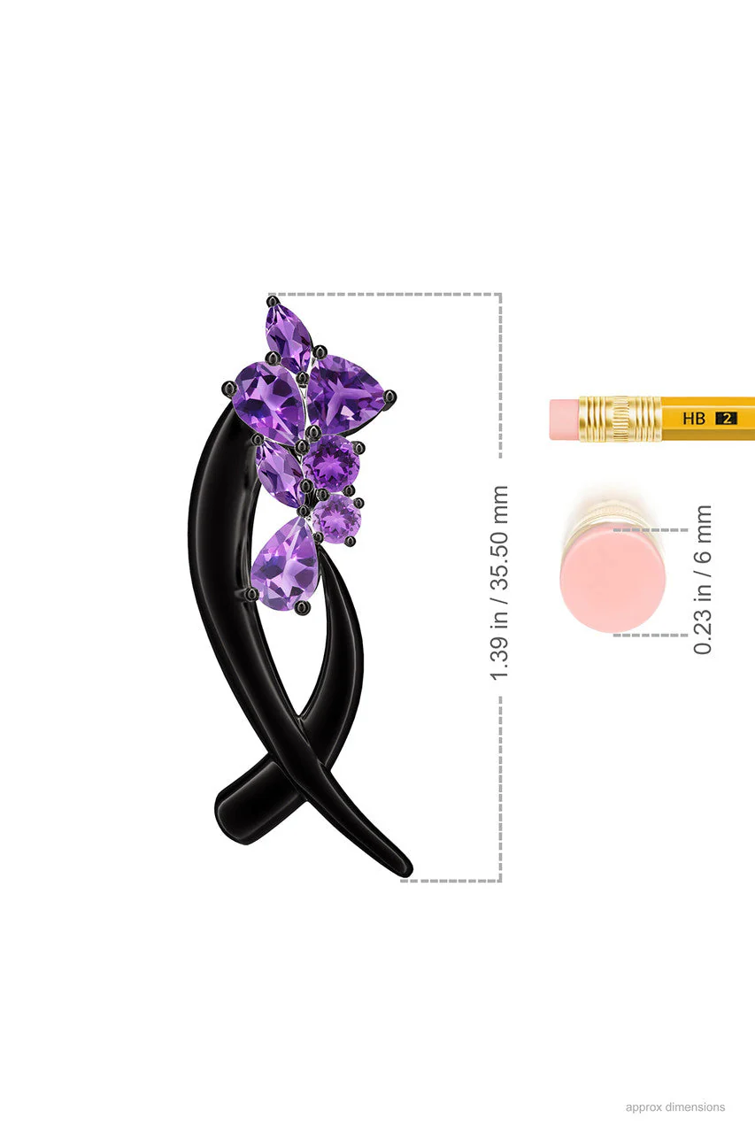 Sumi Stroke Midnight Silver Cascading Amethyst Ombre Slider Pendant Necklace - Image 7