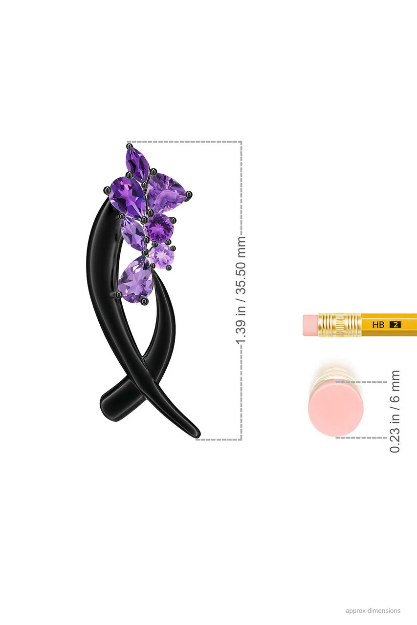 Sumi Stroke Midnight Silver Cascading Amethyst Ombre Stud Earrings - Image 8