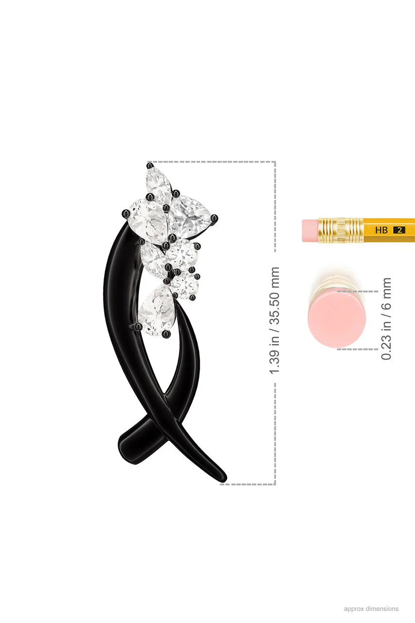 Sumi Stroke Midnight Silver Cascading White Topaz Slider Pendant Necklace - Image 6