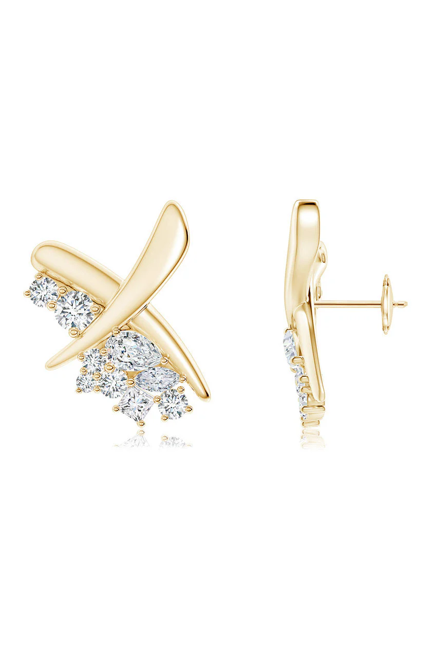 Sumi Stroke Waterfall Diamond Stud Earrings - Image 3