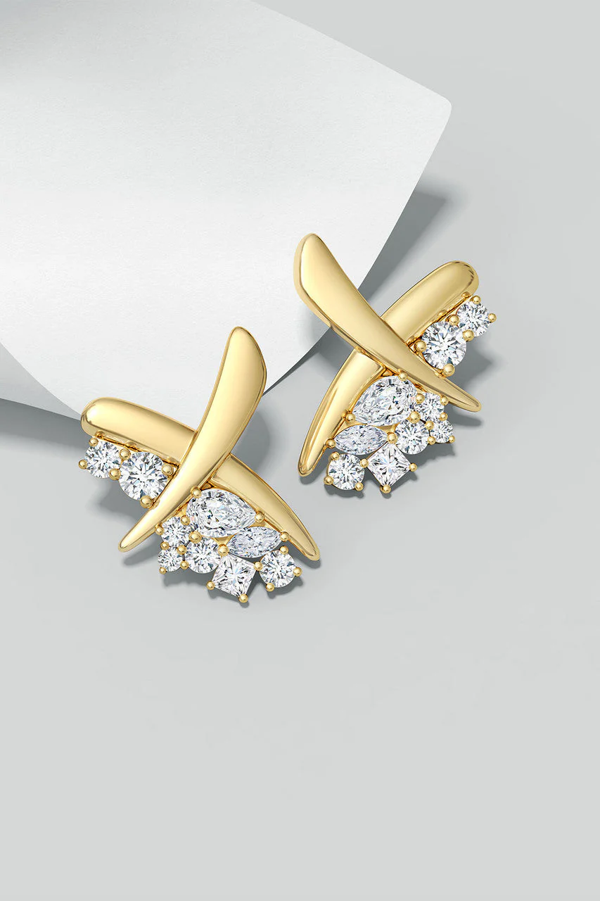 Sumi Stroke Waterfall Diamond Stud Earrings - Image 8