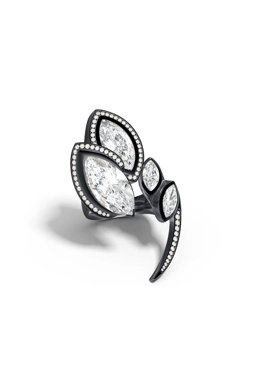 Sumi White Topaz and Diamond Statement Ring - Image 2