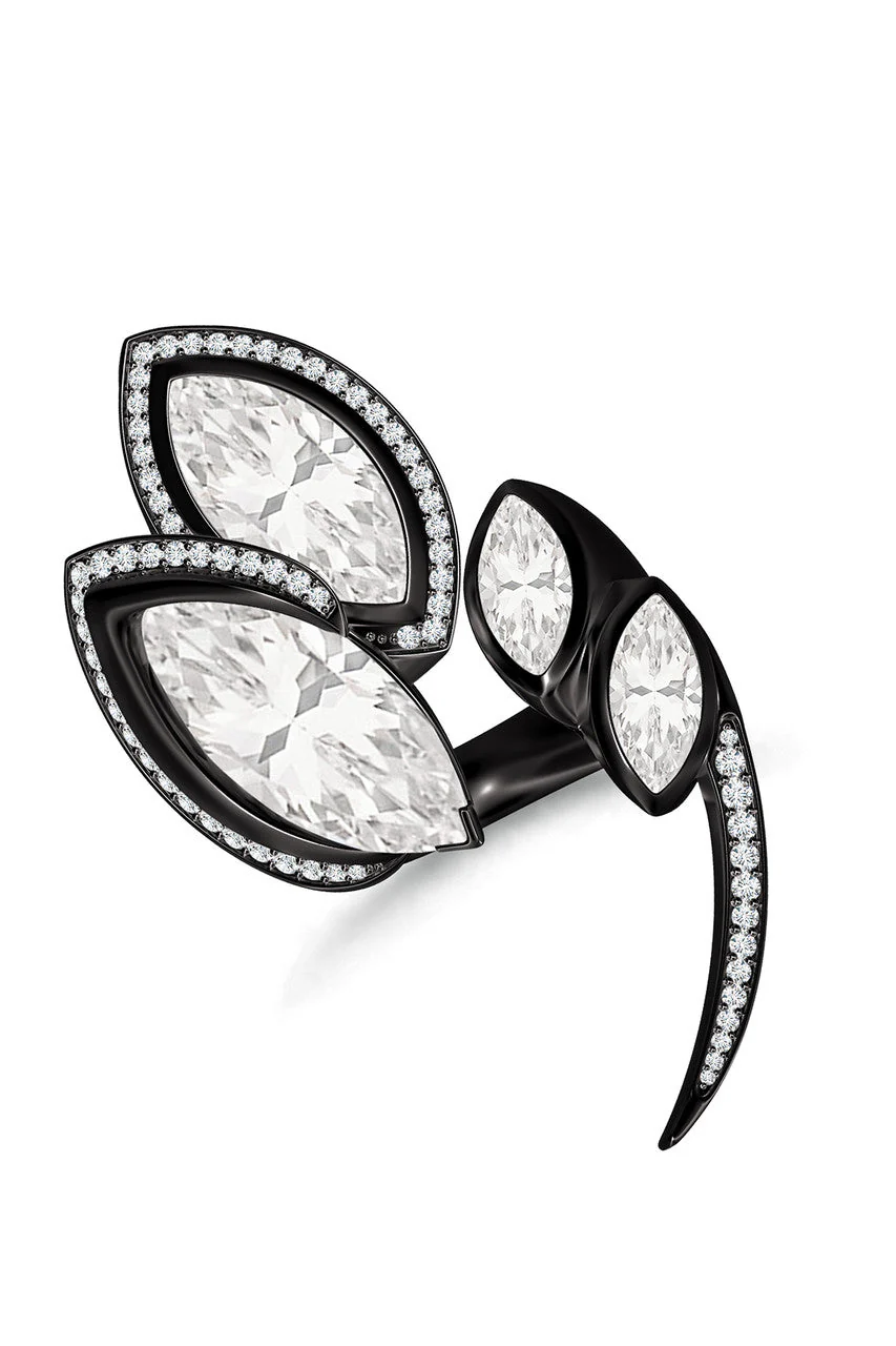 Sumi White Topaz and Diamond Statement Ring - Image 5