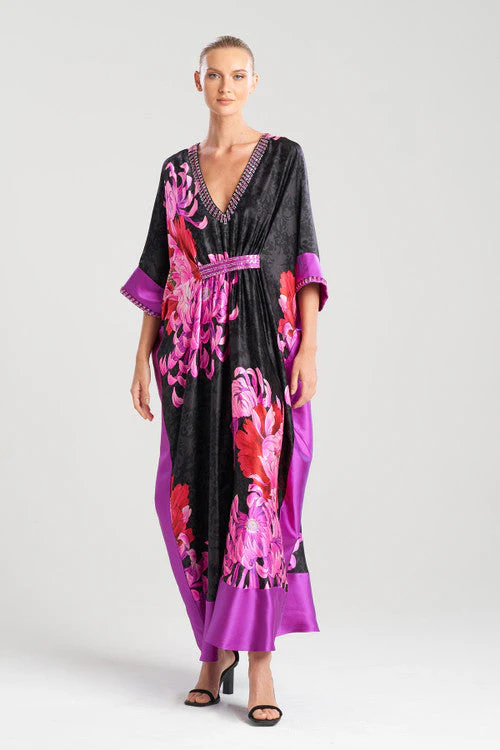 Sumida Charmeuse Embellished Silk Caftan
