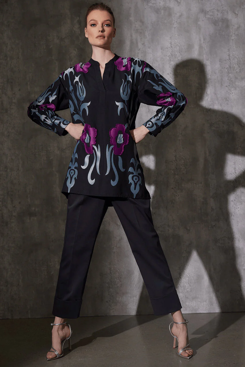 Suzani Jacquard Half Placket Shirt - Image 3