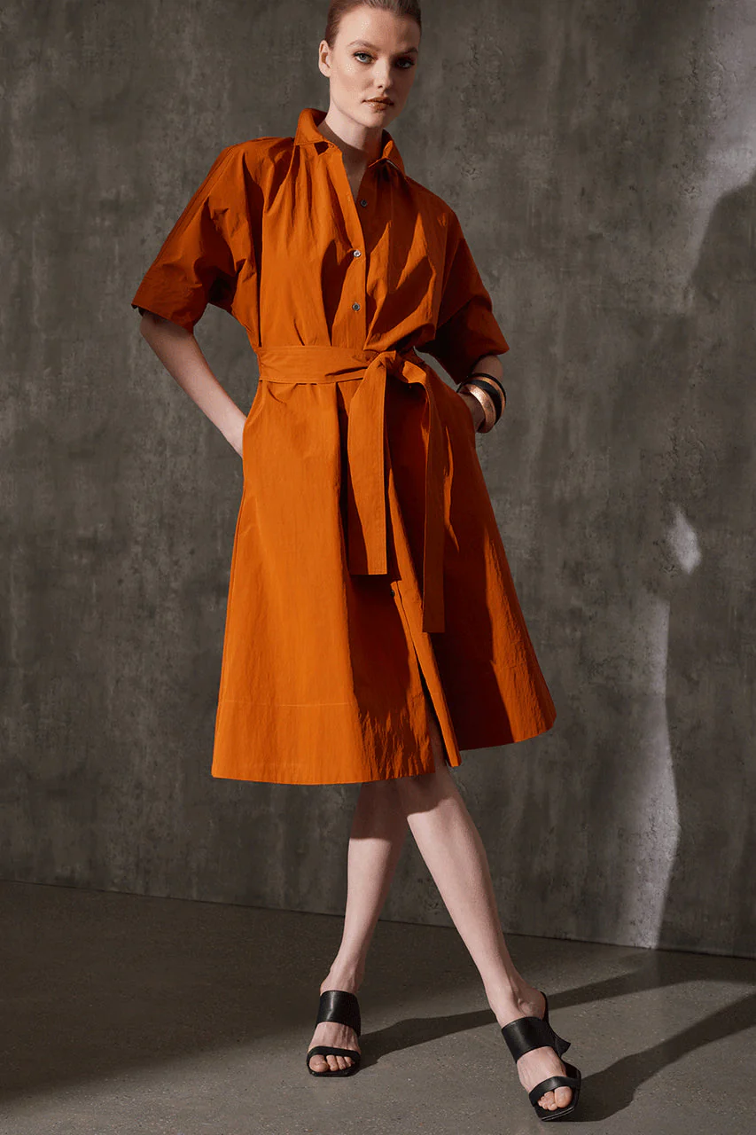 Taffeta Belted Shirt Dress - Image 5