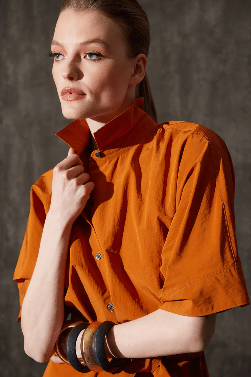 Taffeta Belted Shirt Dress - Image 6