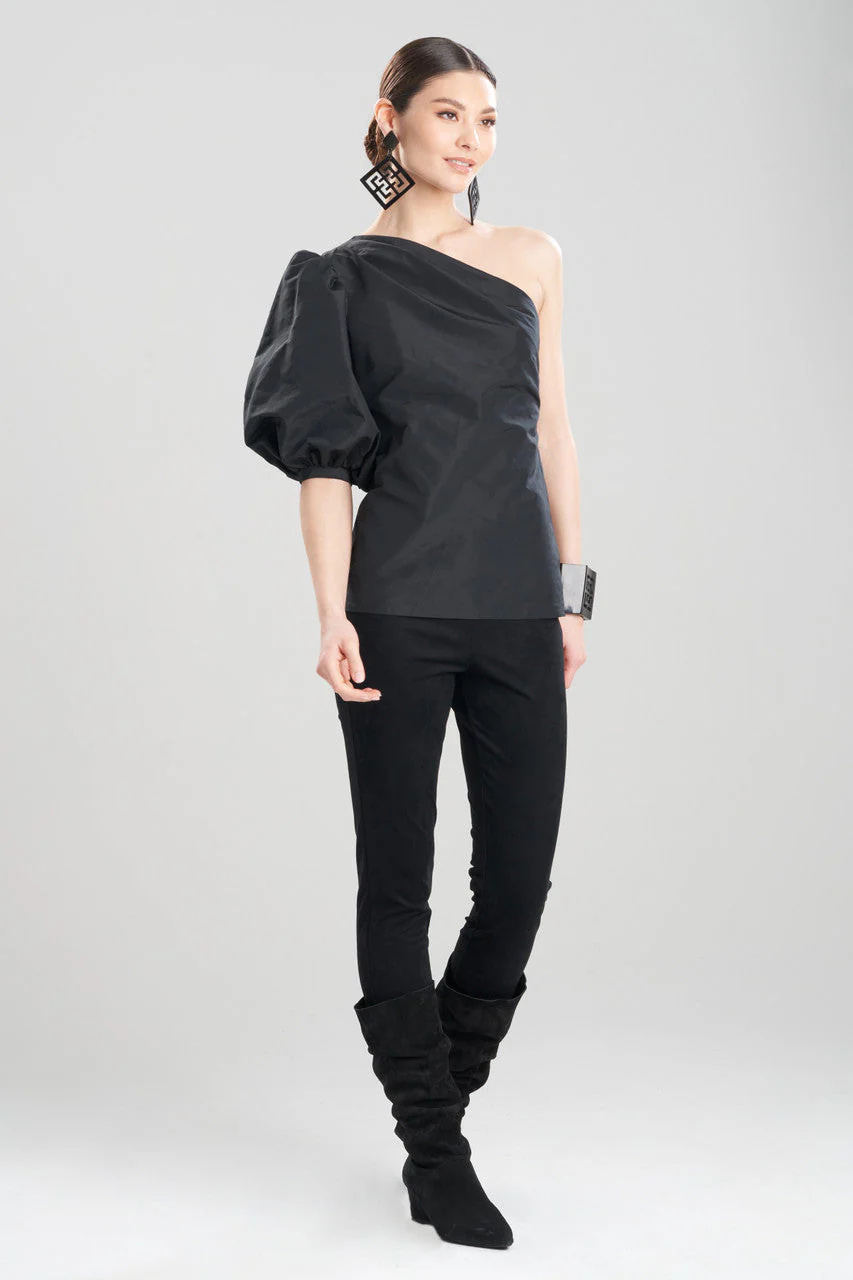 Taffeta One Shoulder Balloon Sleeve Top - Image 2