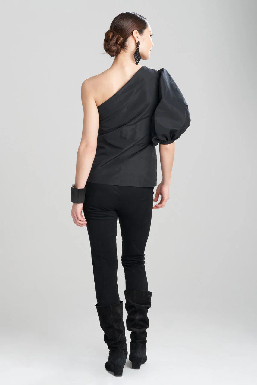 Taffeta One Shoulder Balloon Sleeve Top - Image 3