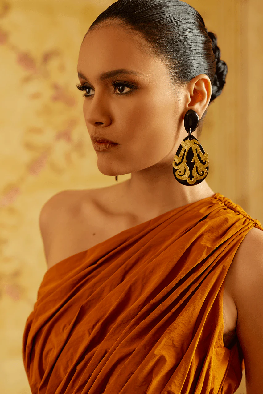 Taffeta One Shoulder Pleated Dress - Image 7