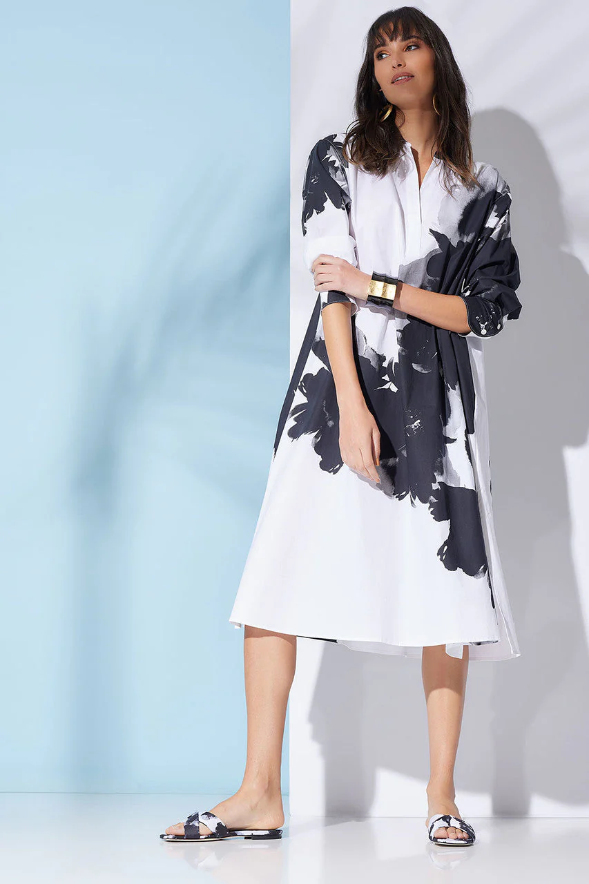 Taichou Cotton Poplin Oversized Half Placket Shirtdress - Image 9