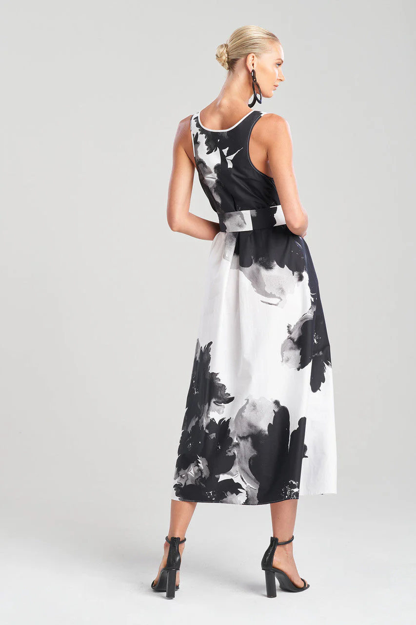Taichou Cotton Poplin Trapeze V-Neck Belted Dress - Image 3